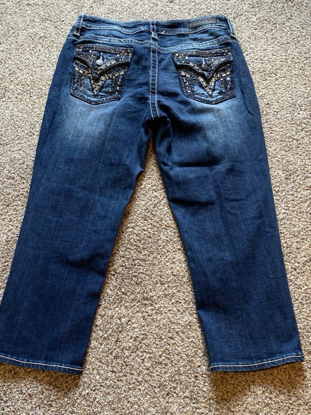 Vigoss Women’s Heritage Fit Dark Blue Denim Capris Size 10